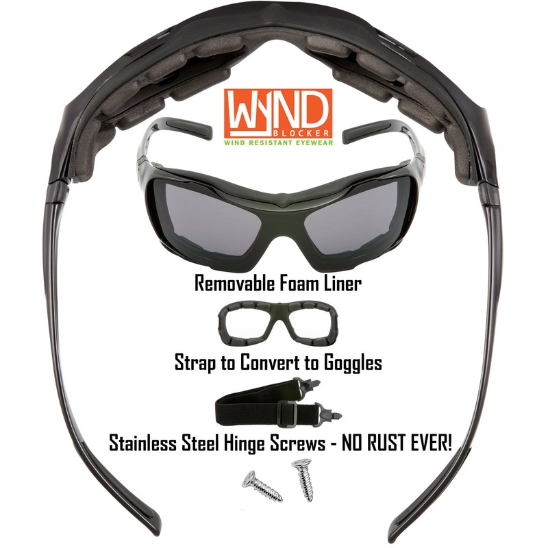 WYND Blocker Polarized Large Motorcycle Riding Sunglasses Sports Wrap Glasses,