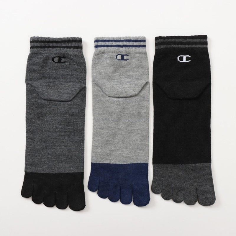 Champion CMSCX302 Socks (3 Pairs) Antibacterial Deodorization Non-Pile, 5 Toe