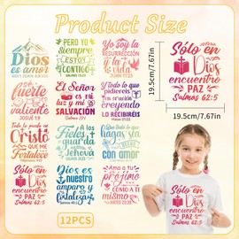 12 x Spanish Bible Verse DTF Iron on Patches Iron on Patches Christian Heat Transfer Vinyl for T Shirts Bags Clothes Crafts