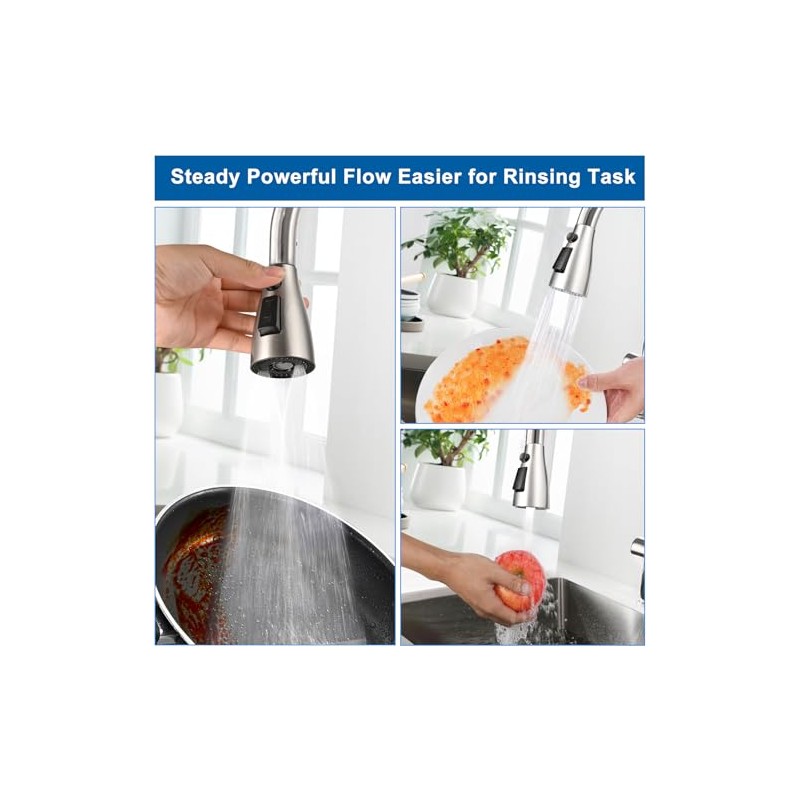 Kitchen Faucet Head Replacement, Premium 3 Function Pull Down Spray