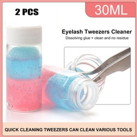 2 Pcs Tweezer Cleaner for Lash Tools 30ml Tweezer Cleaning Sponge Balls Without Residue Increase Friction Liquid Glue Remover Cleaning Tool for Eyelash Extension (2 Bottle)