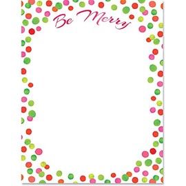 Paperdirect Be Merry Holiday Dot Christmas Winter Theme Stationery, Border Paper, Letterhead 8.5 x 11, 25 sheets, Elegant Premium Writing Paper, Decorative Printer Paper