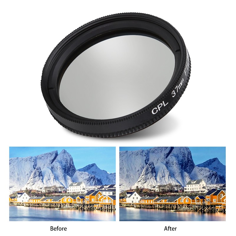 37mm Circular Polarizer Lens Filter with Adapter Ring Protective Cap