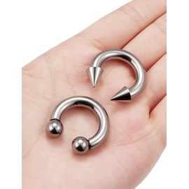 Goerhsjie F136 Titanium 4g Septum Ring Prince Albert Jewelry for Men 4 Gauge Earrings 16mm PA Spike Horseshoe Piercing Internally Threaded for Women Men