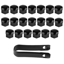 JEYORZY 20 x Wheel Bolt Caps, 17 mm Wheel Nut Caps, Hexagonal Tyre Nut Covers, with 1 Removal Tool, Cover Caps for Wheel Bolts, Universal Wheel Nuts, Wheel Bolt Caps (Black)