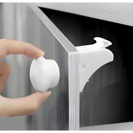 Magnetic Child Safety Cupboard Locks for Children Baby Proofing Kitchen Cabinets & Drawers Easy Install White, Child Safety Lock (4 Locks+1 Keys)