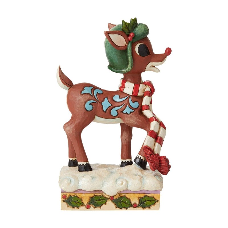 Jim Shore Rudolph Traditions Rudolph in Aviator Hat and Scarf