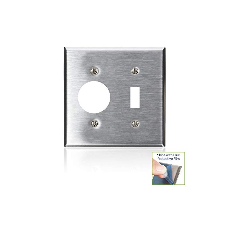 Leviton 2-Gang 1-Toggle 1-Single 1.406-Inch Diameter, Device Combination Wallplate, Device