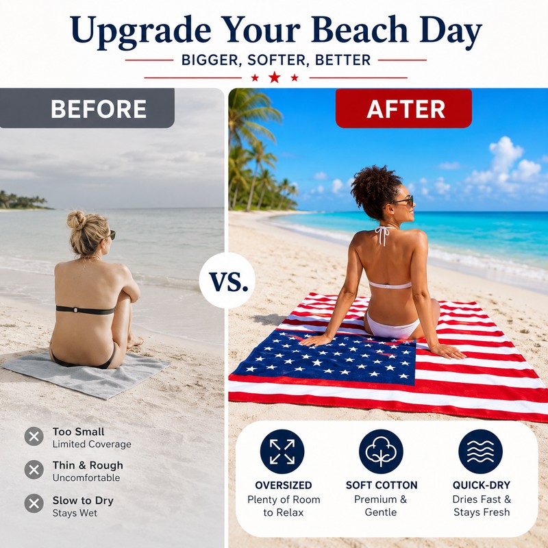 Flag Beach Towel Set for Pool & Travel – 2-Pack