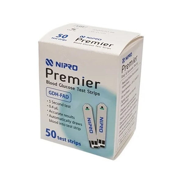 Nipro Premier Tiras Reactivas Para Glucosa 50 Piezas Color Blanco