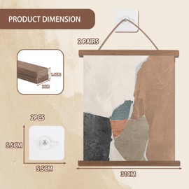 DXLing 2 Pairs of Magnetic Poster Rail, A3 Poster Strip, Wooden Poster Strips, 31 cm, Magnetic Wooden Poster Hanger, Frame A3 Picture Strip, Poster Hanger for Posters, Photos, Prints