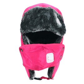 Unisex Winter Trooper Trapper Hat Faux Fur Bomber Hat Neck Warmer Ear Flap Thermal Waterproof Ski Hat Warm Hunting Hat with Removable Full Face Cover for Men Women Skiing Snowboarding Cycling Hiking