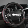 GIANT PANDA Microfiber Leather Steering Wheel Cover for Honda Accord,Civic,CR-V,HR-V,Pilot(Diamond-Pattern-Black+Red