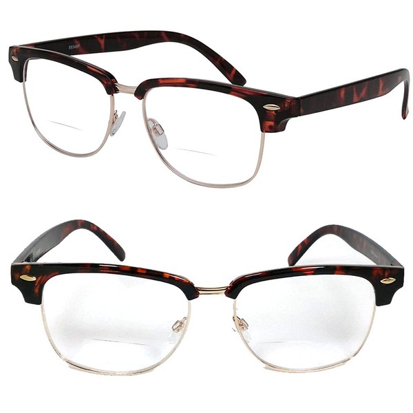 VeryHobby Retro Square Frame Unisex Bifocal Reading Glasses Clear Lens