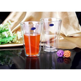 Amlong Crystal Double Wall Insulated Glasses, Tumbler Highball Glass for Beer/Cocktail/Lemonade/Iced Tea, 14 oz, Set of 2