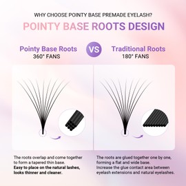 NAGARAKU Premade Fans Eyelash Extensions Premade Volume Fans Lash Extensions 120 Fans 9D 0.07D Curl 12mm Sharp Narrow Stem Clusters Thin Pointy Base Russian Fans Ready Volume Premade Lash Fan Fluffy