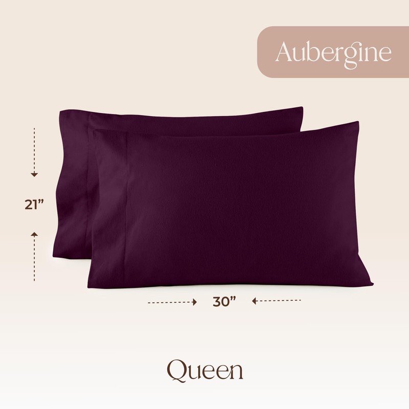 Whisper Organics Organic Cotton Flannel Pillow Case Set (Queen, Aubergine)