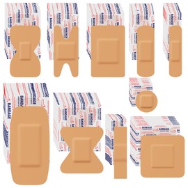 Assorted Bandage Variety Pack (800 Pcs), Waterproof & Breathable Large Adhesive Fabric Bandage Bulk Pack for First Aid Supplies and Wound Protection (10 Styles)
