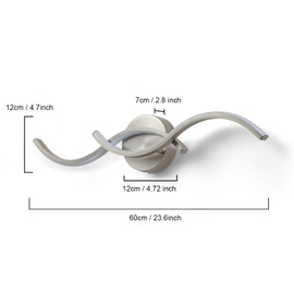 EDISLIVE Modern Wave LED Vanity Light Dimmable Modern Led Vanity Light Fixtures Linear Wall Sconce with Acrylic Strip Shade，24 in LED Vanity Lights for Bathroom Bedroom Makeup Living Room, Nickel