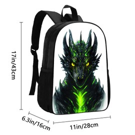 ALIFAFA Kids Dragon Backpack Cool Dragon with Green Lava School Backpack for Boys Girls Teens Adults, Water Resistant Bookbag for Elementary Middle High School Students 17 Inch