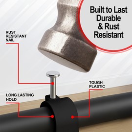 Screwbox Cable Nail Clips, 4 mm 100 Pcs Nail-In Clips, Strong Durable Black Round Cable Tacks, Wall Wire Tidy Holder Pins, for wood | concrete | plasterboard