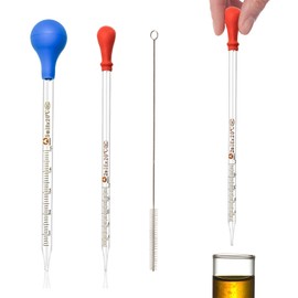 Pipette Glass, Glass Pipette Transfer, Drip Pipette, Lab Dropper, Pipette Glass, Pipette Dropper, Glass Measuring Pipette, with 1 Cleaning Brush, for Chemical Laboratory, 2 ml and 5 ml