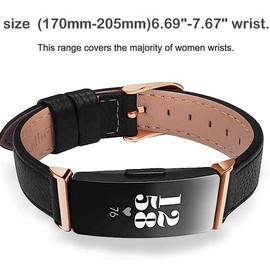 TUV PLNT Bands Compatible with Inspire HR & Inspire & Inspire 2 Women Men, Leather Accessories Strap Wrist Band Compatible with Inspire 2/ Inspire/Inspire HR(Black Rose Gold)