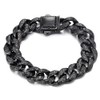 COOLSTEELANDBEYOND Chunky Heavy Mens Stainless Steel Black Curb Chain Bracelet