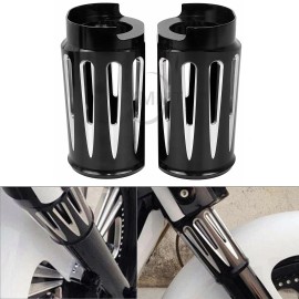 Unbranded CNC Black Fork Boot Slider Cover Cow Bell For Harley Electra Road Glide King 14+