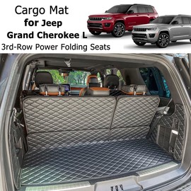 7DEEKEI Cargo Mat for 2021-2025 Jeep Grand Cherokee L (3rd-Row Power Folding Seats) Trunk Mat and Rear Backrest Mat Cargo Liners All Weather Anti-Slip
