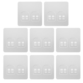 FEPTUASE Shower Caddy Adhesive Replacement, Double Hooks No Drilling, Transparent Strong Adhesive Waterproof for Shower Caddy, Bathroom Storage Shelves, Kitchen Racks (Double Hooks * 8pcs)