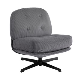 HollyHOME Modern 360°Swivel Accent Chair, Upholstered Comfy Reading Chair, Fabric Lazy Chair with Soft Cushion, Metal Frame Lounge Sofa Chair for Living Room, Bedroom, Balcony, Dark Grey