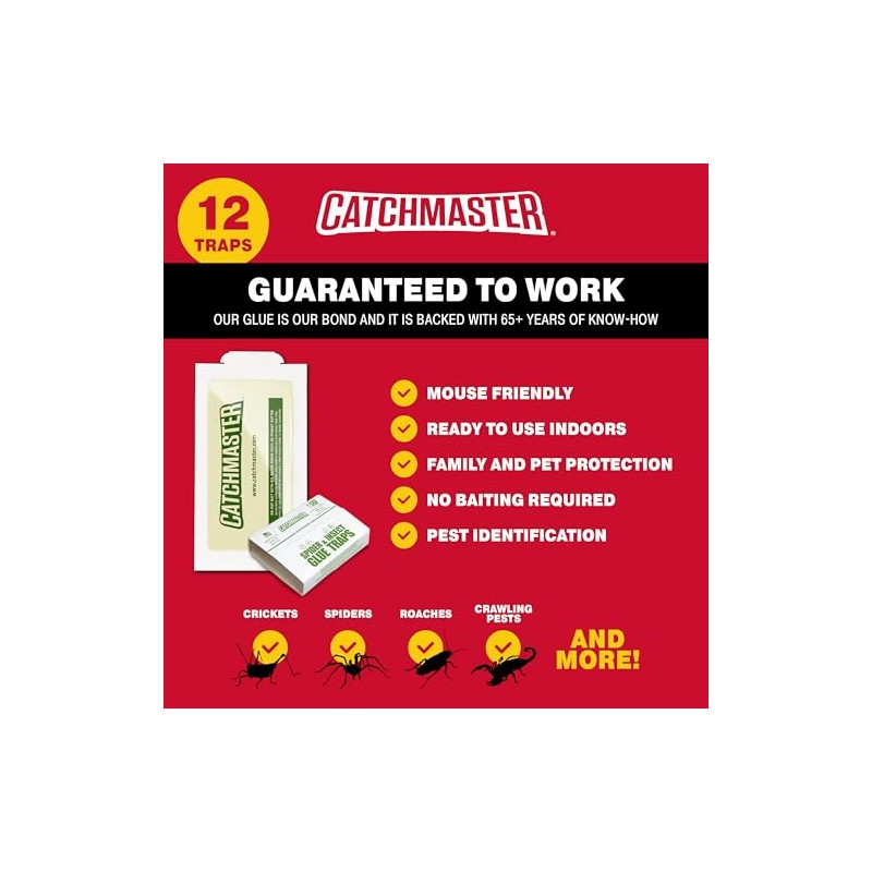 Catchmaster Sticky Glue Traps for Indoor Pest Control - 12