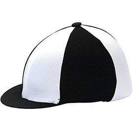 HY Two Tone Black and White Lycra Riding Hat Silk