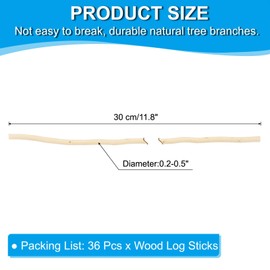 PATIKIL 36 Pcs 30cm Wood Log Sticks, 0.2-0.5 inch in Diameter Natural Wood Craft Sticks, Dried Wood Sticks Wooden Branches for DIY Crafts Accessory Decor Photo Props, Wood Color