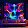 Avinyl Blacklight Mountain Wall Tapestry for Bedroom Aesthetic, Black Light