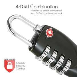 CFMOUR TSA Suitcase Locks - 1, 2, 3, 4, 5, 6 Pack 4-Dial Security Travel Combination Padlock for Suitcases Luggage Case Bag Code Lock - Black&Blue (Pack of 2)