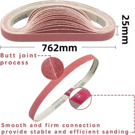 FEIHU Pack of 10 Aluminium Oxide Sanding Belts 25 x 762 mm Sanding Belt Set for Belt Sanders, Polishing Metal, Wood (Grain 120)