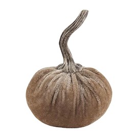 Mud Pie Velvet Pumpkin Vase Filler, 4 1/4" x 4" Dia, Taupe