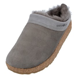 Haflinger Snowbird lambskin clog, felt slipper, house shoe, charcoal, 40 EU