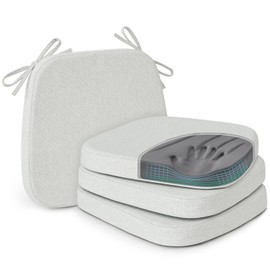 Shinnwa Chair Cushions for Dining Chairs 4 Pack, Memory Foam Kitchen Chair Pads, Patent Design Dual-Layer Foam Dining Seat Cushions with Ties, Set of 4, 17" x 16" x 2", Off White