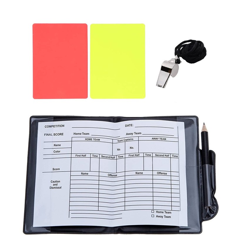 Soccer Referee Flag Set Red Yellow Cards with Notebook and