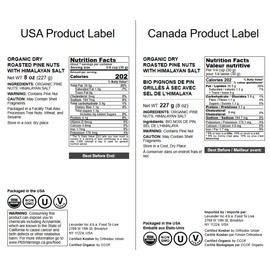 Food to Live Organic Dry Roasted Pine Nuts with Himalayan Salt, 8 Ounces – Oven Toasted, Lightly Salted, Perfect for Salads, Baking and Snacking, Non-GMO, Vegan, Kosher, Bulk