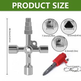 2 pieces universal key, 4-way cross key, control cabinet key, universal 4-sided multifunctional utilities key, tap, triangular key, gas valve key, square key