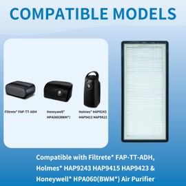 Alvamoyle A/D/H HEPA-Type Replacement Filter, Compatible with Filtrete FAP-TT-ADH and Holmes HAP9243/HAP9415/HAP9423 Air Purifier, Compare to Honeywell HPA060(BWM), 2 Pack (ADH-H11)
