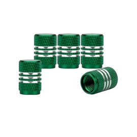 SENZEAL 5x Silver Around Tyre Valve Stem Caps Aluminum Alloy Wheel Dust Caps for Car Mountain Bike Motorcycle Green