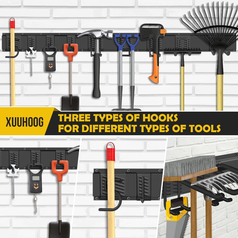 XUUHOOG 48-Inch Adjustable Garage Wall Tool Organizer with Black High-Strength