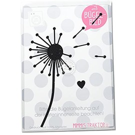 Glitter Iron-On Patch Dandelion with Heart 15 cm Iron-On Appliques for Fabrics Textiles Children to Iron-On Patch, Colour: Glitter Black