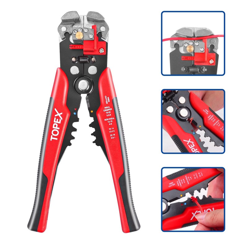 TOPEX 260-Piece Wire Stripper Self-Adjustable Crimper Plier Set Terminals Wire