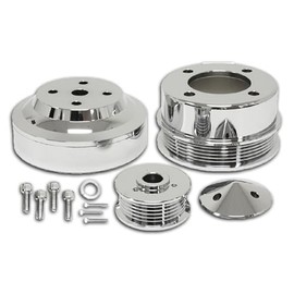 Cobra-Tek Underdrive Serpentine Pulley Set Chrome Aluminum for 79-93 Ford Mustang 5.0L